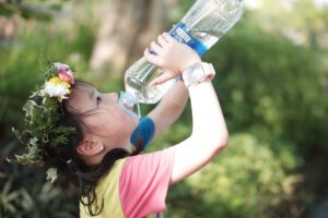 little girl, drinking water, water