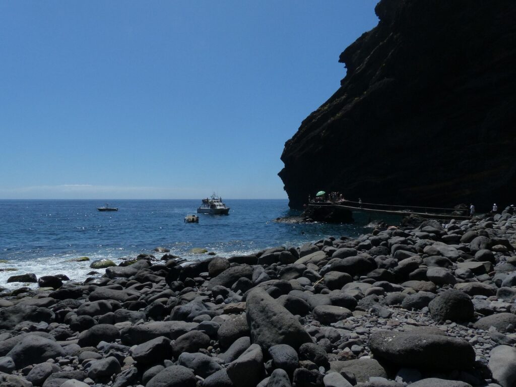 bay, masca gorge, la gomera, nature, beach, coast, stones, ocean