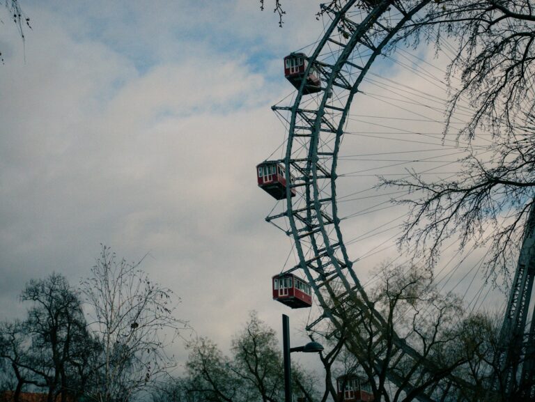 A ferris wheel with a sky background