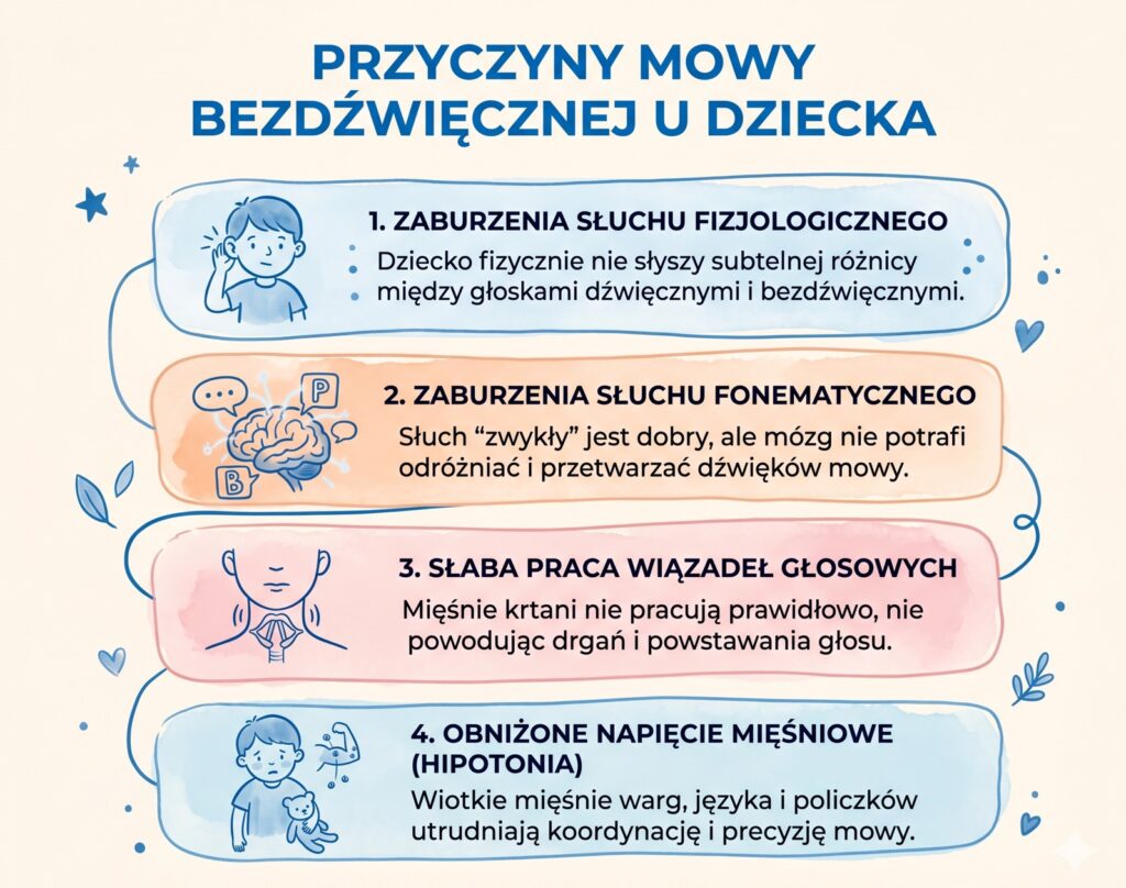 przyczyny mowy bezdźwięcznej u dziecka